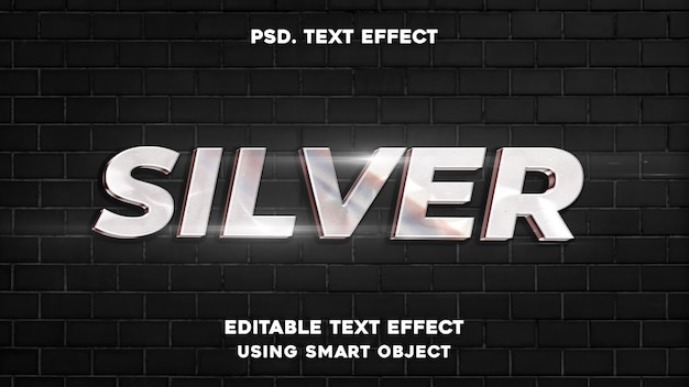 Efecto de estilo de texto plateado