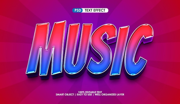 PSD efecto de estilo de texto premium colorido de música