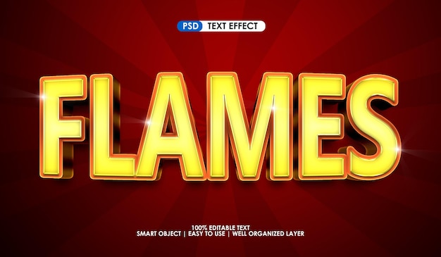 Efecto de estilo de texto premium de llamas
