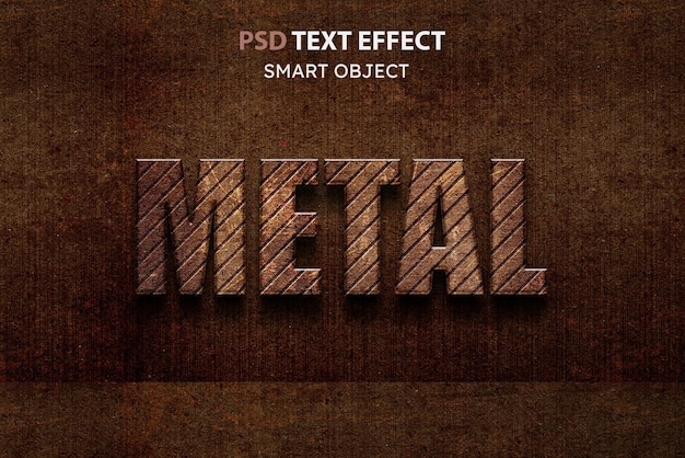 Efecto de estilo de texto psd de metal