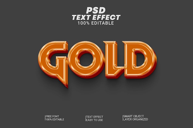 Efecto de estilo de texto PSD Oro