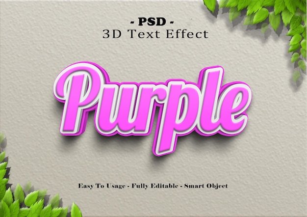 Efecto de estilo de texto púrpura 3d