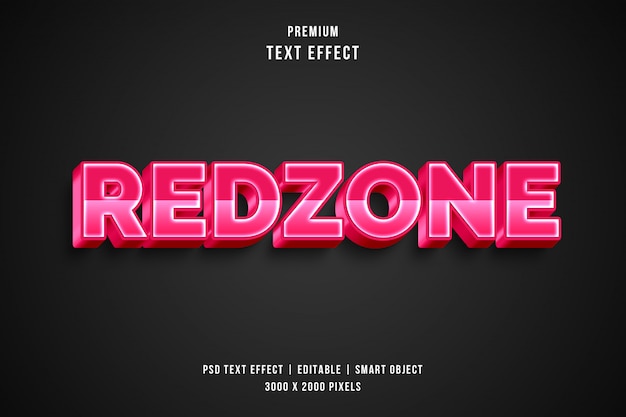 Efecto de estilo de texto de redzone 3d