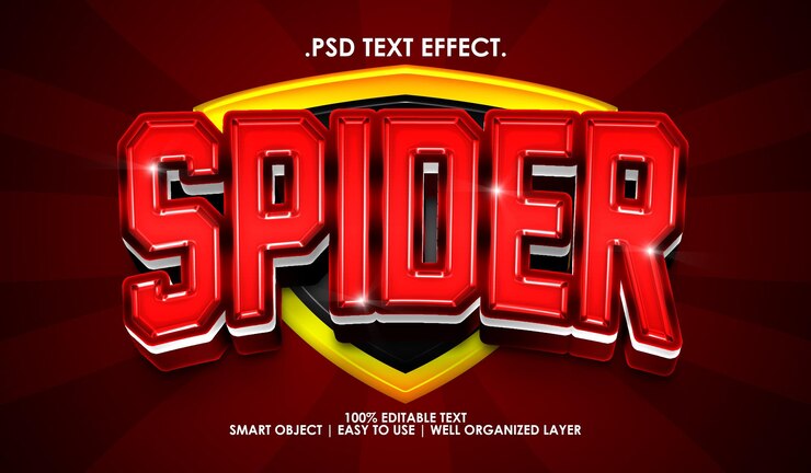 PSD efecto de estilo de texto rojo héroe araña efecto de texto premium