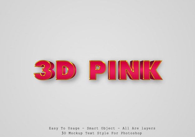 Efecto de estilo de texto rosa 3d