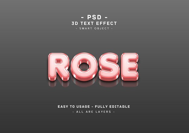 Efecto de estilo de texto rosa 3d