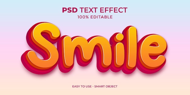 PSD el efecto de estilo de texto de smile cute