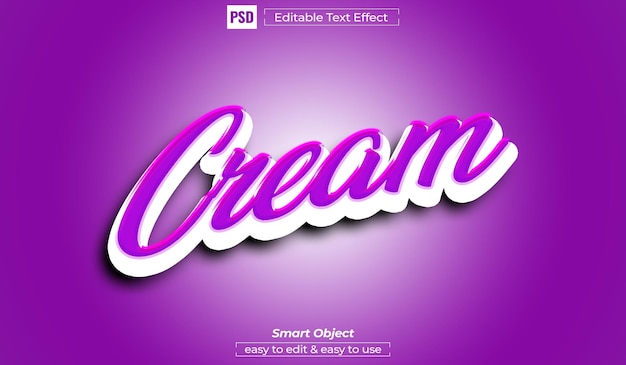 Efecto de estilo de texto tipo crema psd 3D