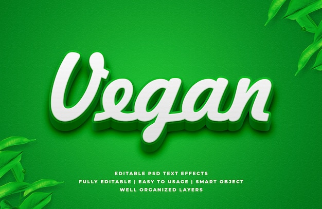 PSD efecto de estilo de texto vegano 3d