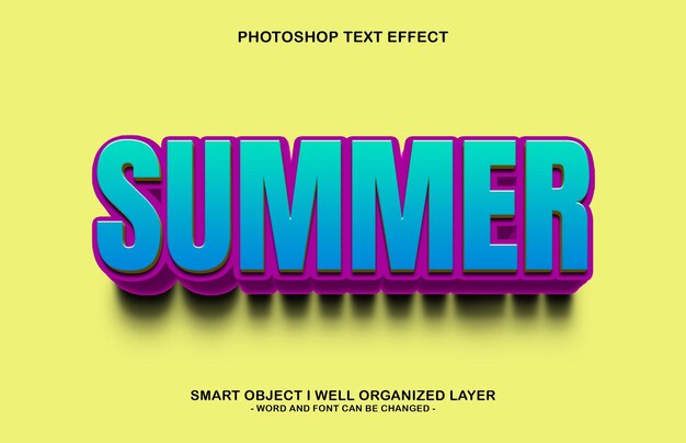 PSD efecto de estilo de texto de verano editable en 3d