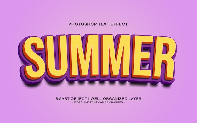 PSD efecto de estilo de texto de verano editable en 3d