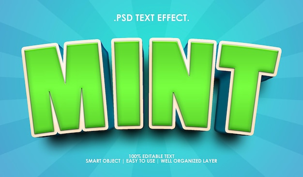 PSD efecto de estilo de texto verde menta