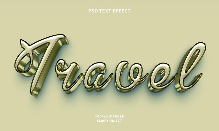 PSD efecto de estilo de texto de viaje psd
