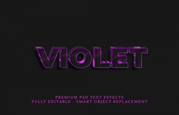 Efecto de estilo de texto violeta claro psd, efectos de texto premium psd