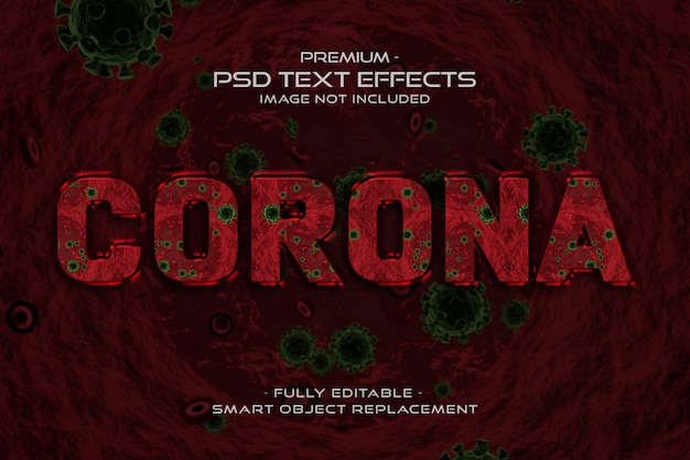 PSD efecto de estilo de texto de virus corona roja