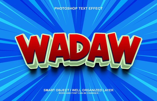 Efecto de estilo de texto wadaw editable en 3d