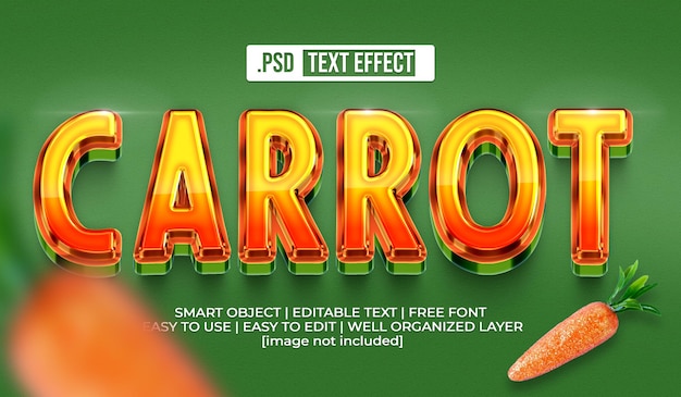 PSD efecto de estilo de texto de zanahoria