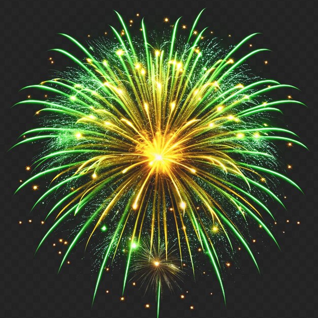 Efecto de explosión dinámico de fuegos artificiales aislado en un fondo transparente para imágenes de celebración