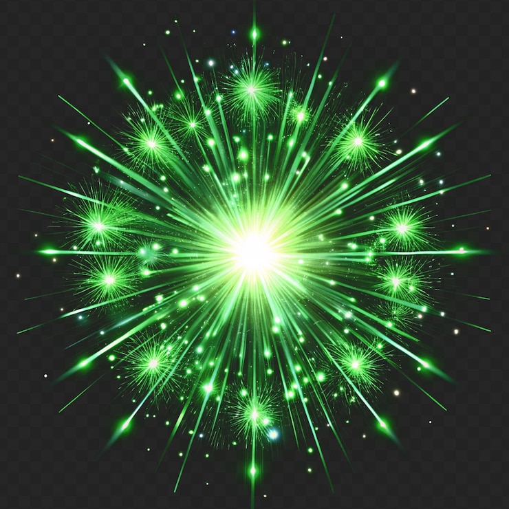 PSD efecto de explosión dinámico de fuegos artificiales aislado en un fondo transparente para imágenes de celebración