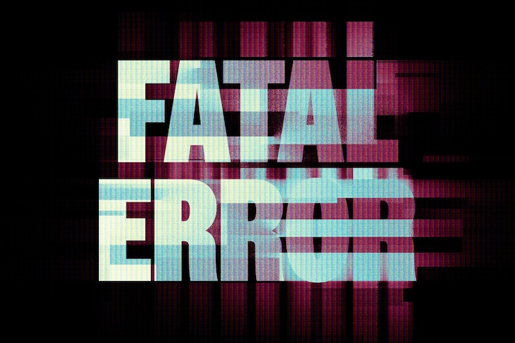 PSD efecto de fallo error fatal texto en fondo negro