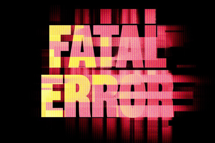 PSD efecto de fallo error fatal texto en fondo negro