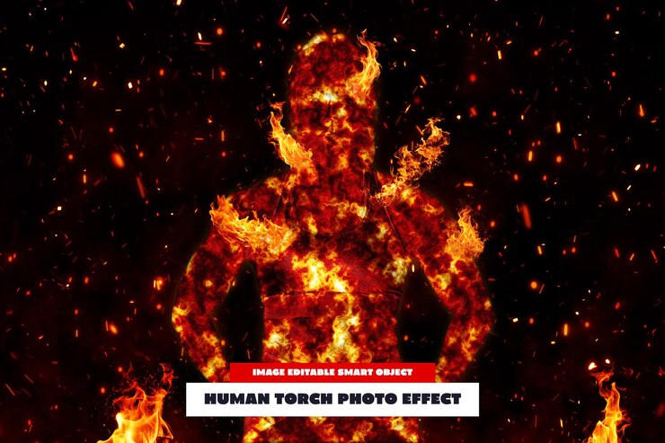 PSD el efecto foto de la antorcha humana