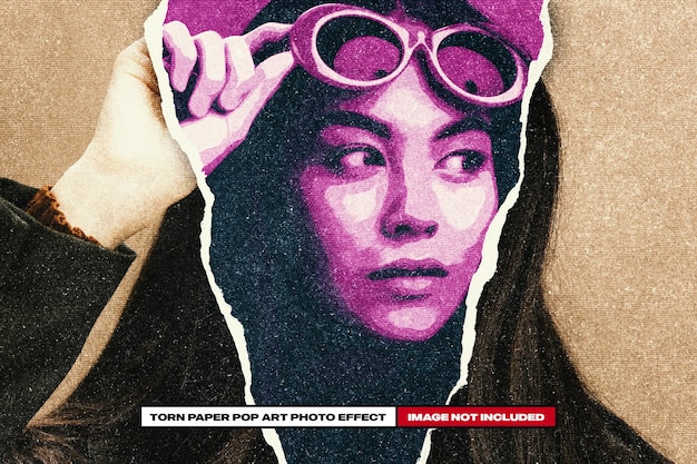 Efecto de foto de arte pop de papel rasgado