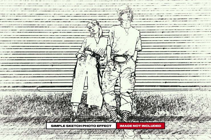 PSD efecto de foto de boceto simple