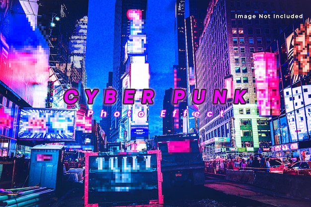 Efecto de foto de cartel de color cyberpunk.