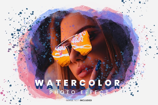 Efecto de foto de color de agua psd