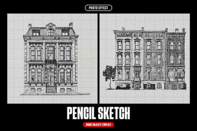 Efecto de foto de dibujo a lápiz para póster