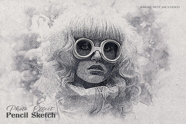 PSD efecto de foto de dibujo a lápiz