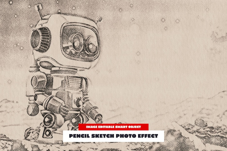 PSD efecto de foto de dibujo a lápiz