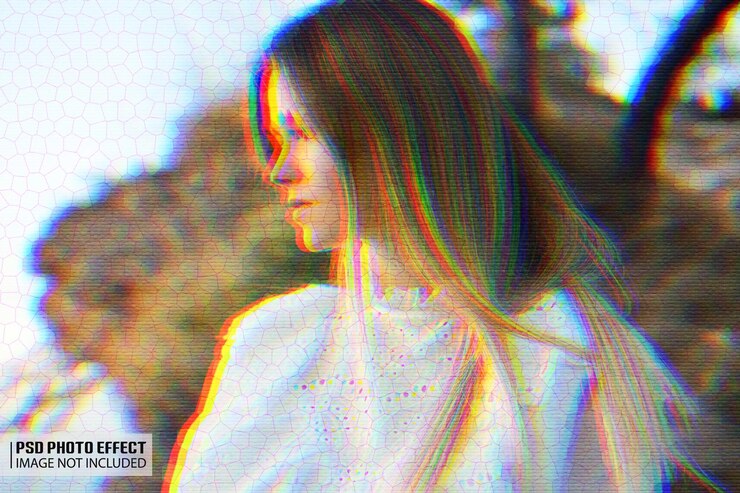 PSD efecto de foto de doble color dividido en píxeles rgb de color