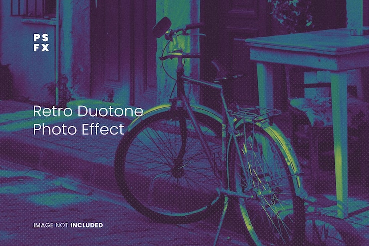 PSD efecto de foto de duotono retro psd