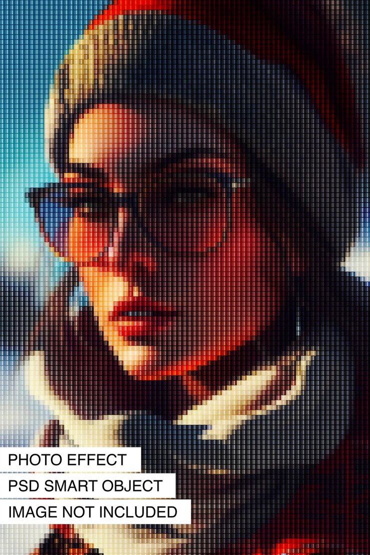 PSD efecto de foto emergente psd pixel crt