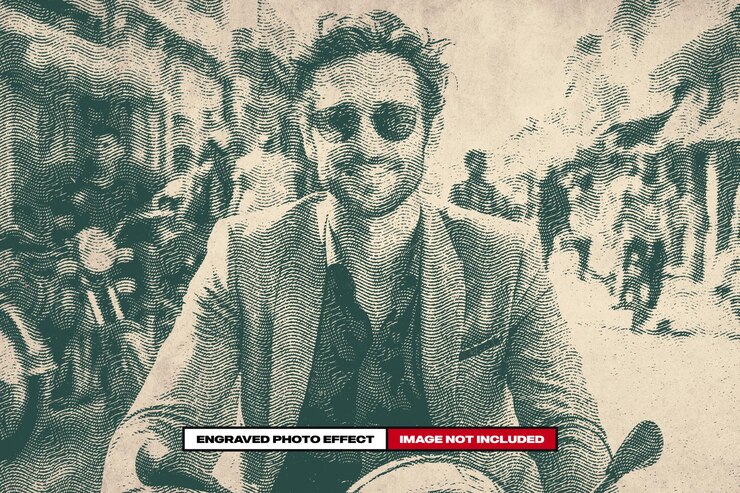 PSD efecto de foto grabada
