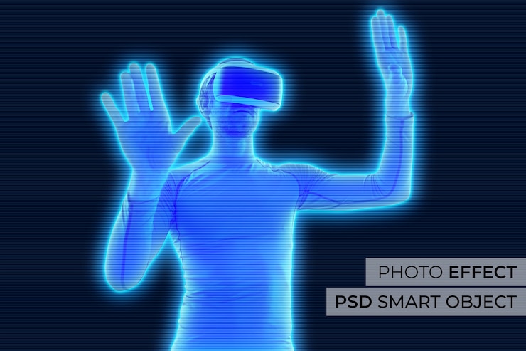 PSD efecto de foto de holograma