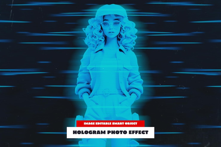 PSD efecto de foto de holograma