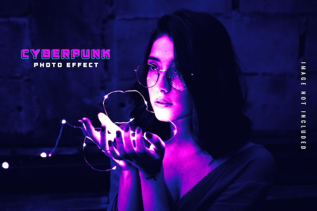 efecto de foto de iluminación de color cyberpunk