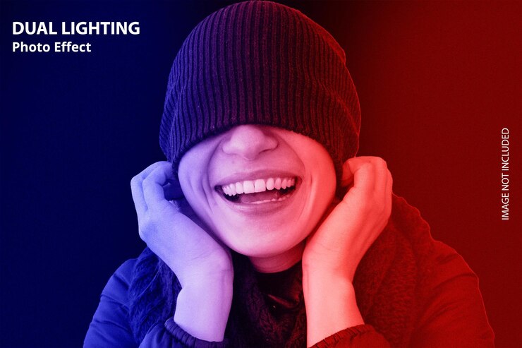 PSD efecto de foto de iluminación dual psd