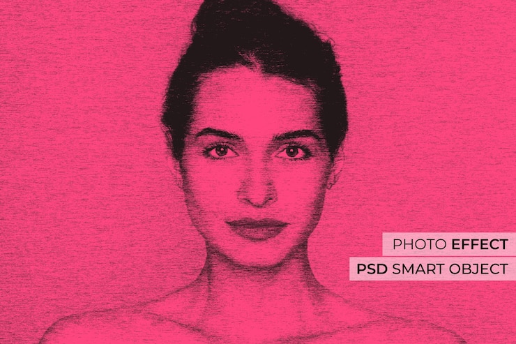 PSD efecto de foto de líneas pop