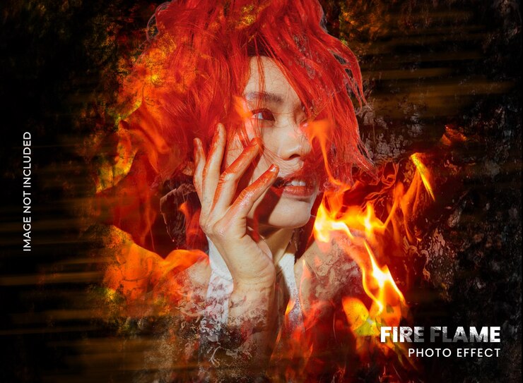 PSD efecto foto de llama de fuego psd