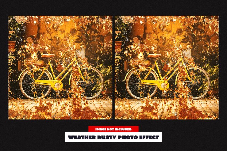 PSD efecto de foto oxidado para el tiempo para la plaza