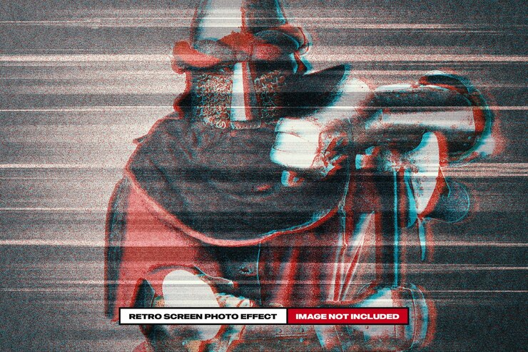 PSD efecto de foto de pantalla retro