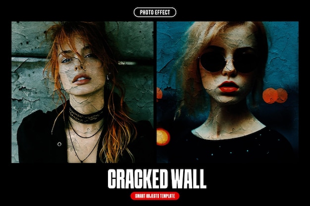 Efecto de foto de pared agrietada para el cuadrado