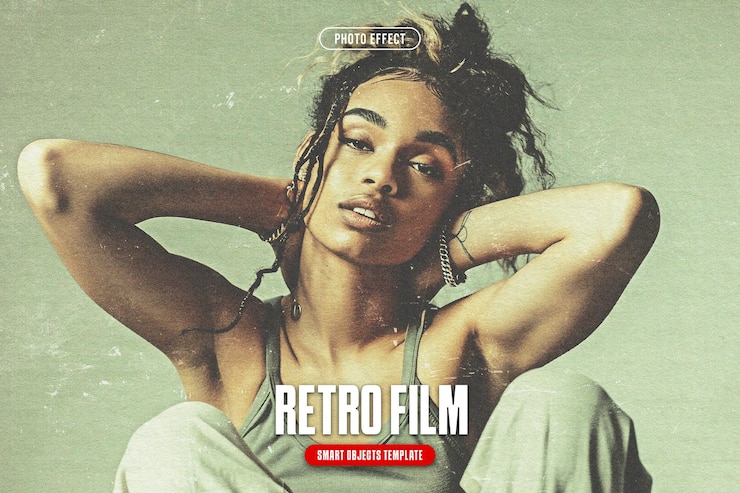 PSD efecto de foto de película retro