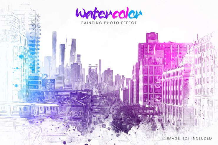 PSD efecto de foto de pintura de acuarela