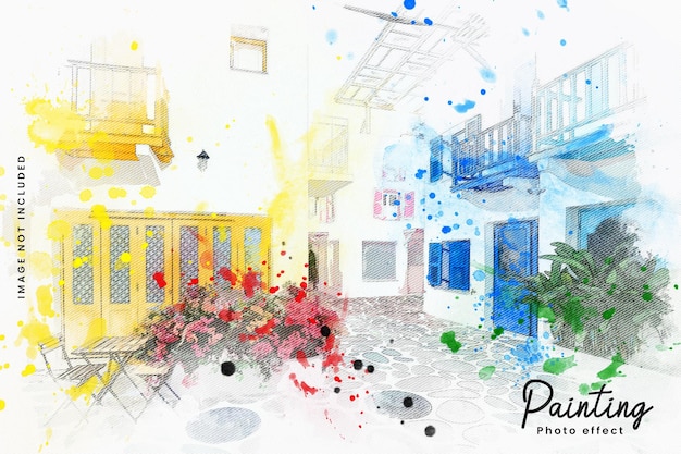 efecto de la foto de la pintura del bosquejo de la arquitectura