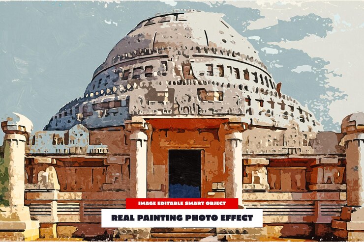 PSD efecto de foto de pintura real
